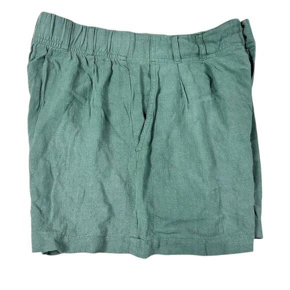 Z Supply Olive Green Linen Blend Shorts Sz XS Relaxed Pleated Stretch Waist - Picture 3 of 6
